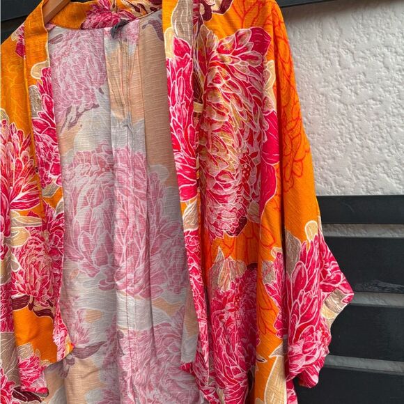 Anthropologie Bl^nk London Mixed Floral Kimono Jacket in Pink Combo | One Size - Picture 6 of 7